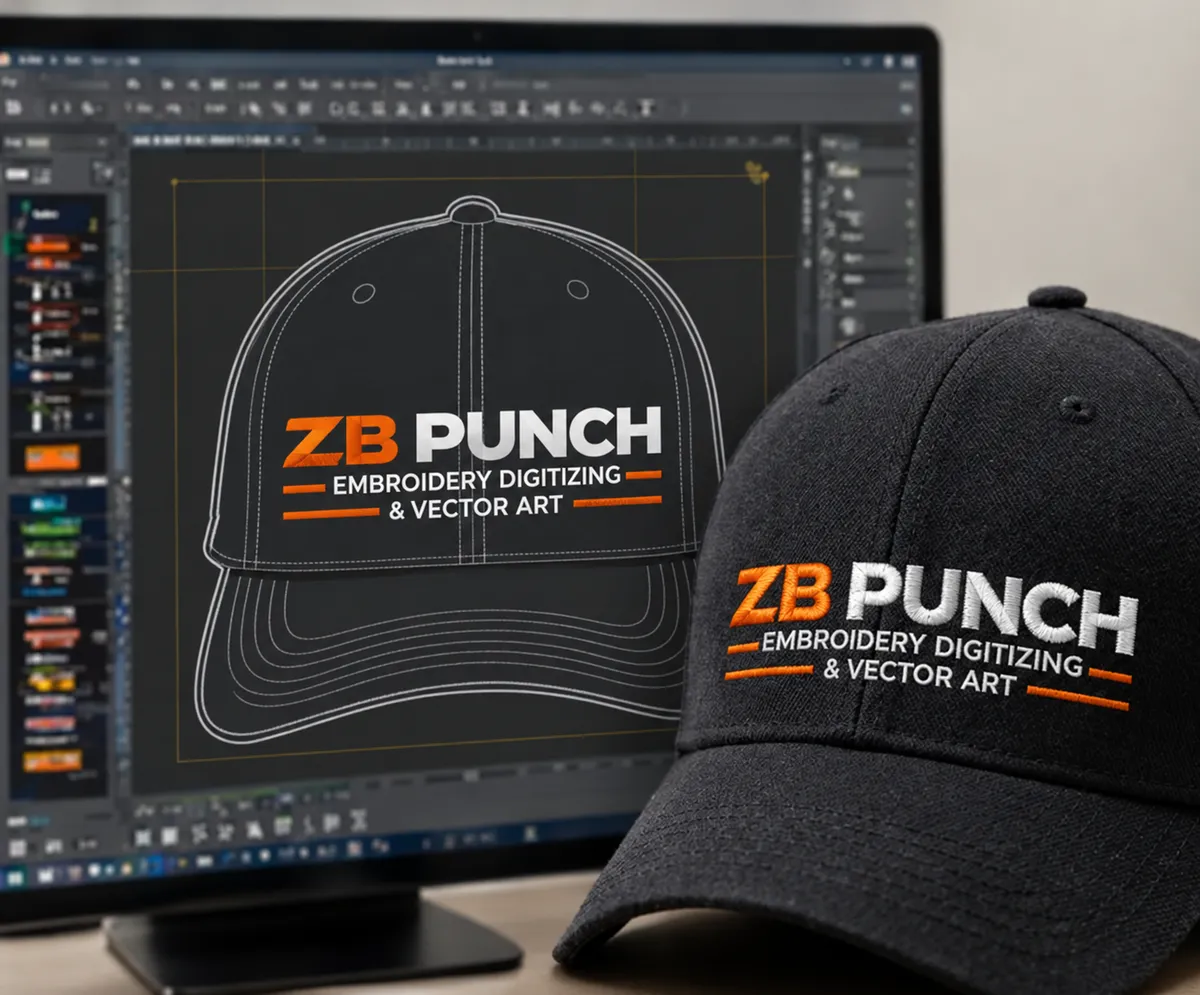 Cap logo embroidery digitizing