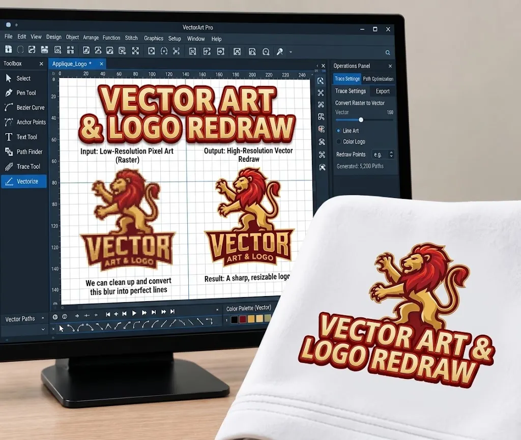 A low-resolution lion logo redrawn as clean vector art
